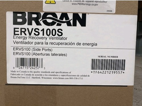 Broan nutone ervs100s energy - broan-nutone,